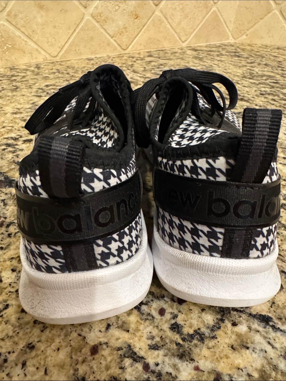 New Balance Black & White Houndstooth Sneakers - Picture 4 of 5